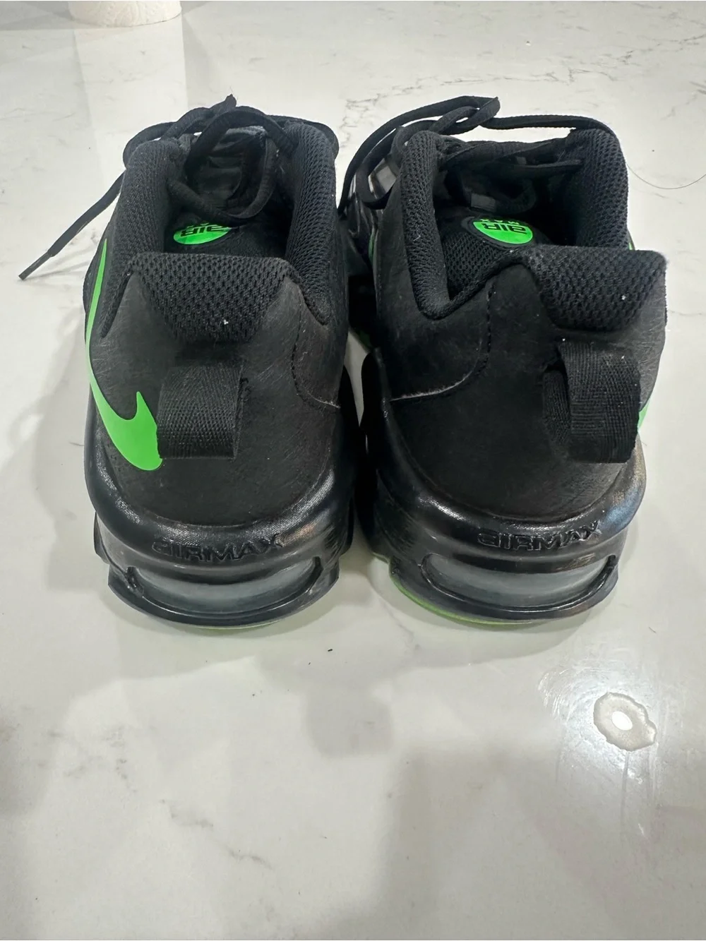 Nike Men’s Black Sneakers with Neon Green Swoosh